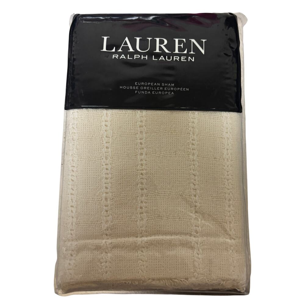 Lauren Ralph Lauren Callen European Sham Cream Open Weave Cotton New
